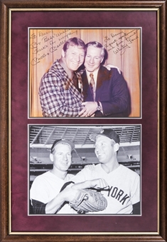 Mickey Mantle & Whitey Ford Dual Signed Photo With Unsigned Photo In 15x21 Framed Display (JSA)